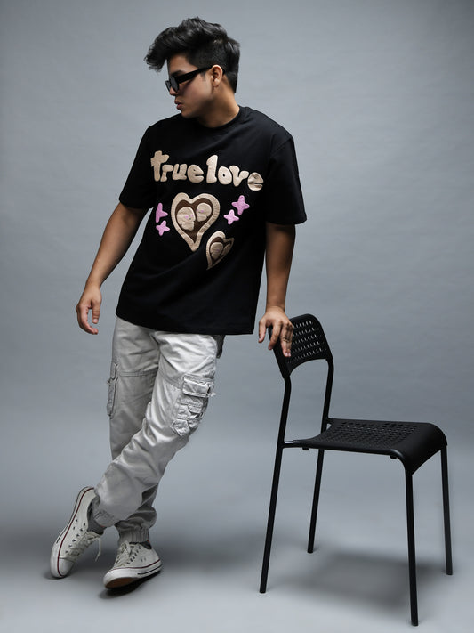 True Love (BLACK) Oversized T-Shirt 240gsm