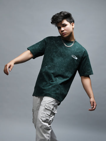 Basic Acid Washed (BOTTLE GREEN) Oversized T-Shirt 240gsm