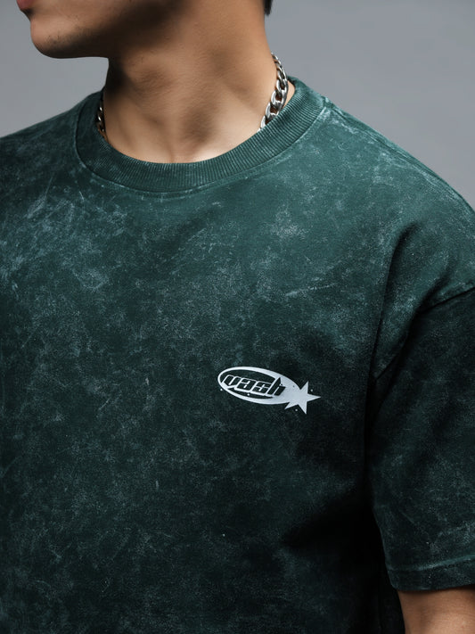 Basic Acid Washed (BOTTLE GREEN) Oversized T-Shirt 240gsm