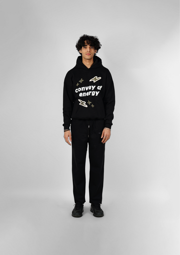 CONVEY OF ENERGY BLACK OVERSIZED HOODIE