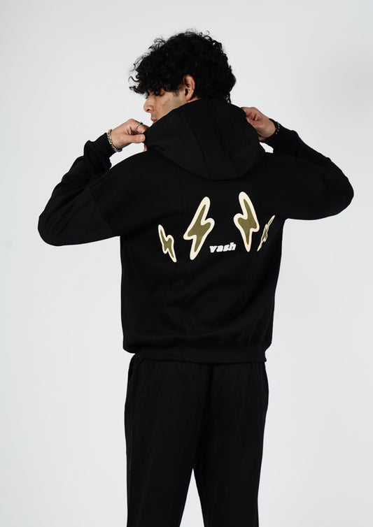 CONVEY OF ENERGY BLACK OVERSIZED HOODIE