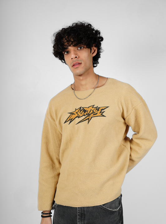 BEIGE POLAR FLEECE BOX FIT UNISEX SWEATSHIRT