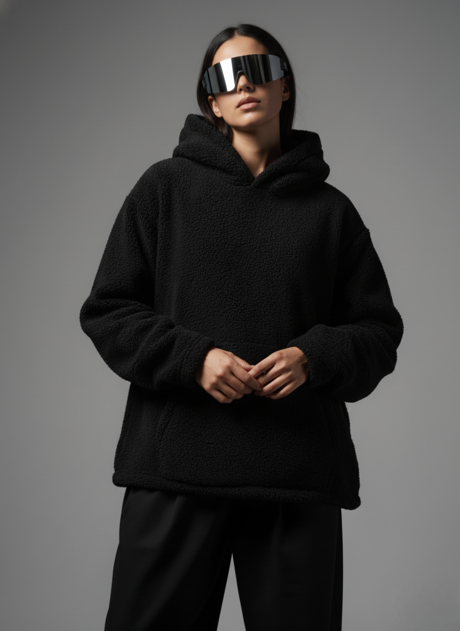 BASIC SHERPA UNISEX HOODIE (BLACK)